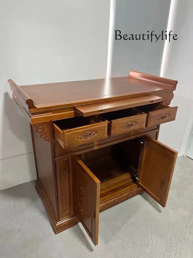 Храм Будды в китайском стиле алтарь из цельного дерева курильница стол шкаф ниша