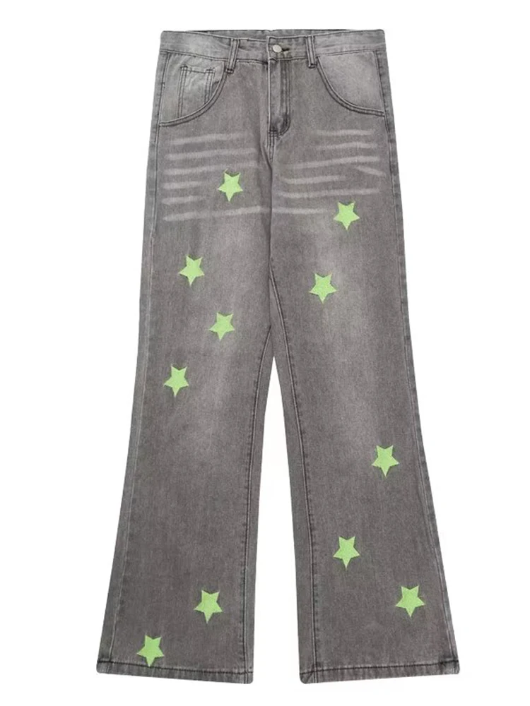 Embroidered Jeans Y2k Jeans Men's Graphics Stars Straight Pants Jeans Jeans Korean Loose Fashion Men's Street Clothing Denim