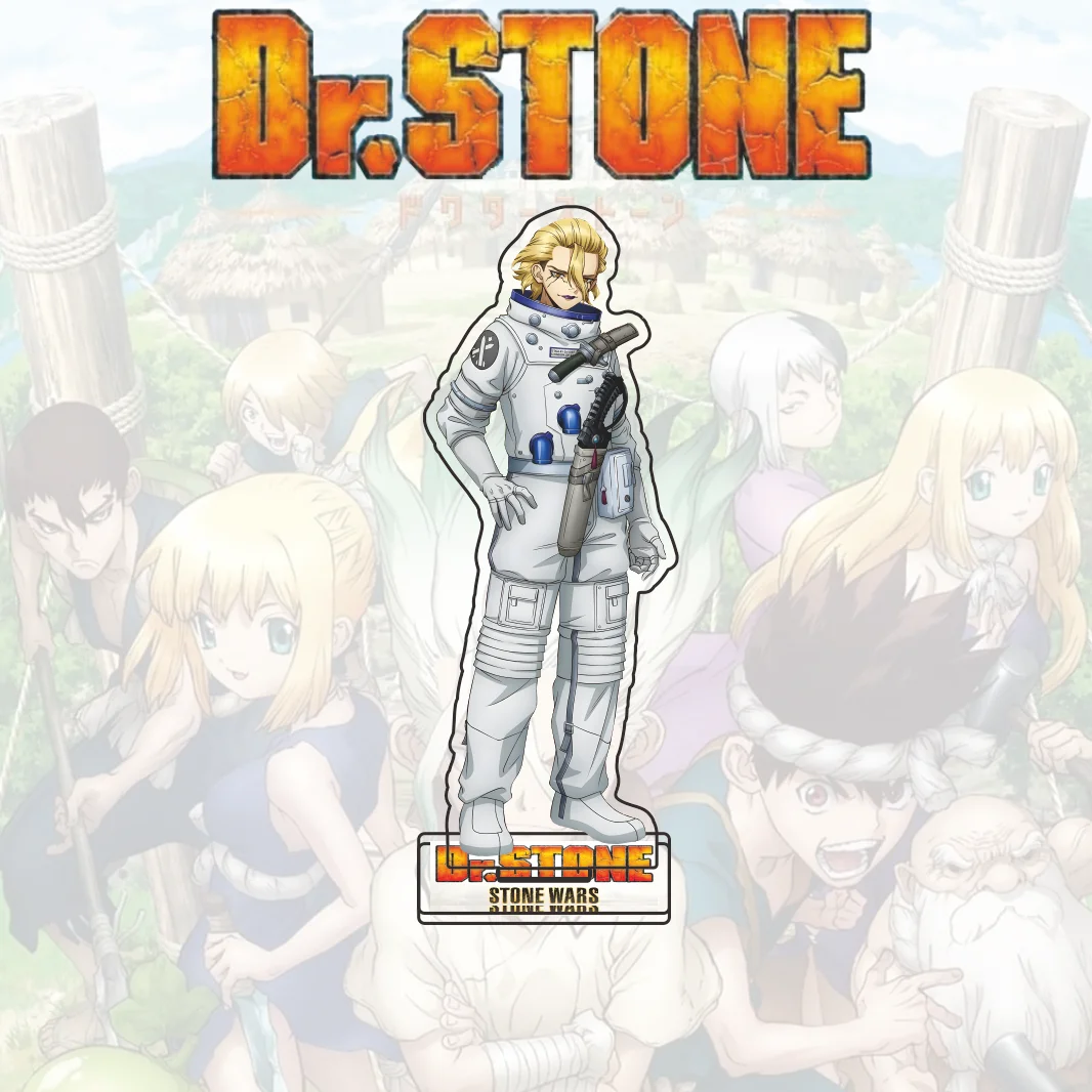Фото Акриловая подставка Dr.STONE: Сенку Ген, Кохаку, Укийо в костюме астронавта, 15 см, настольный декор, аниме-подарок на день рождения для фанатов манги, брелок №5