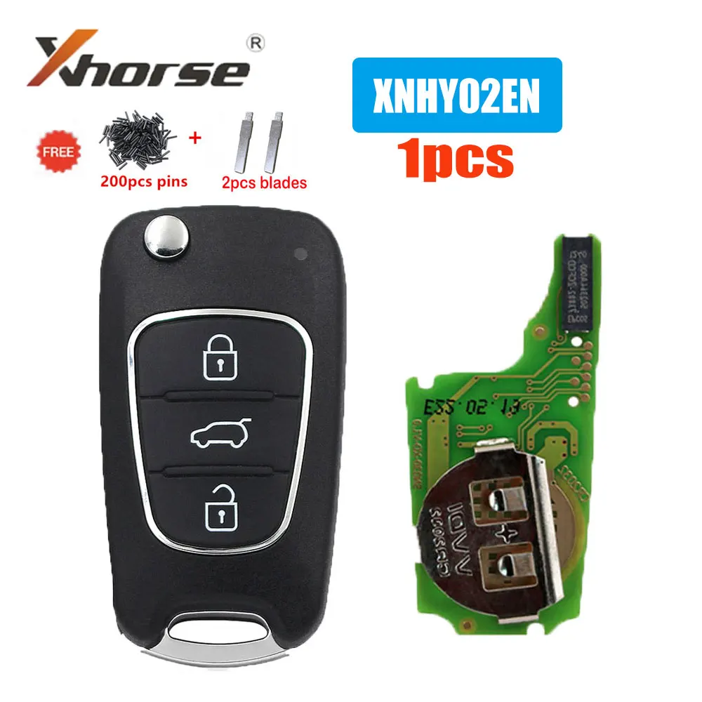 

1pcs Xhose XNHY02EN Universal Wireless Remote Key 3 Buttons VVDI Car Remote Key for HYUNDAI Flip for VVDI Key with Blades Pins