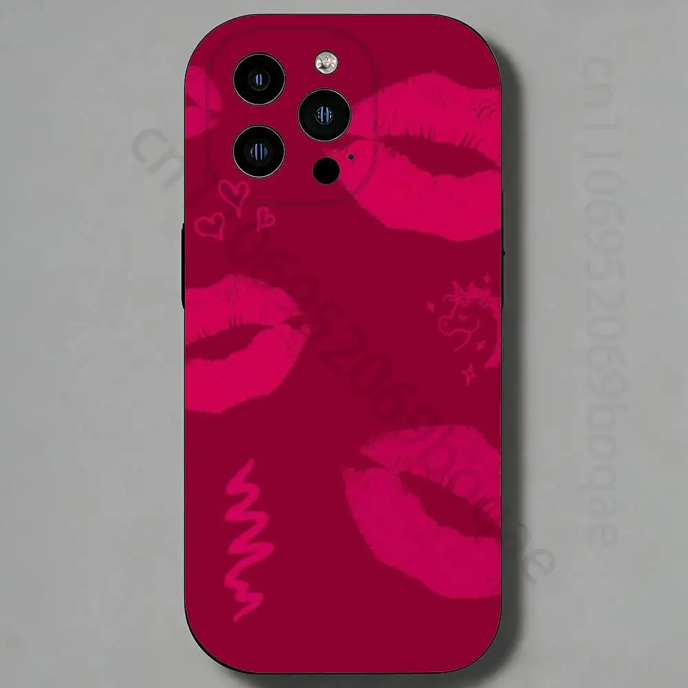 Фото Чехол Sweetie Lip Mark Slim Back для iPhone 17, 16, 15, 14, 13, 12, 11 Pro, Max, Plus, X, XS, XR, SE, Mini, защитный чехол №4