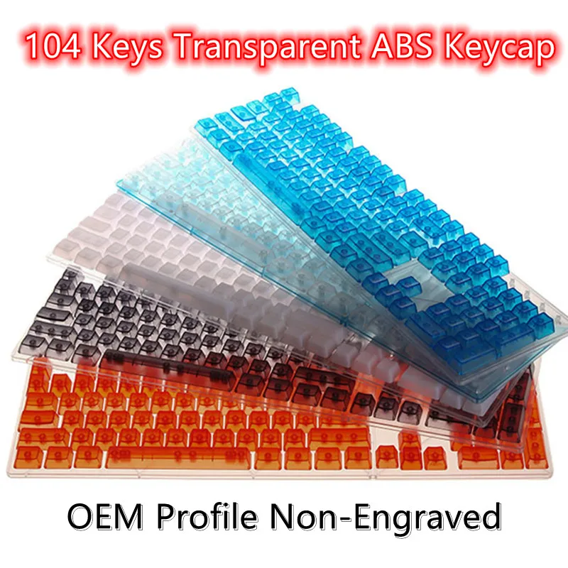 

104 Keys Transparent ABS Keycaps Mechanical Keyboard OEM Profile Non-Engraved Backlight RGB Custom Blank Clear Key cap Mx Switch