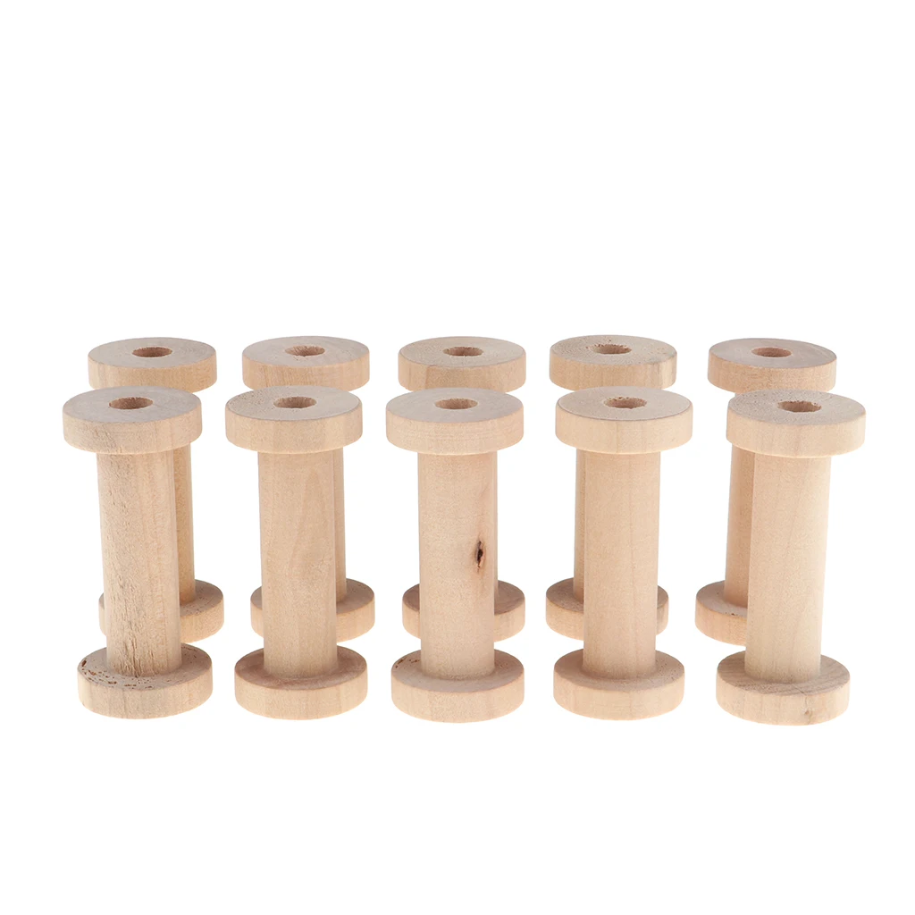 10 шт. пустые деревянные катушки для нити проволоки рукоделия натурального цвета