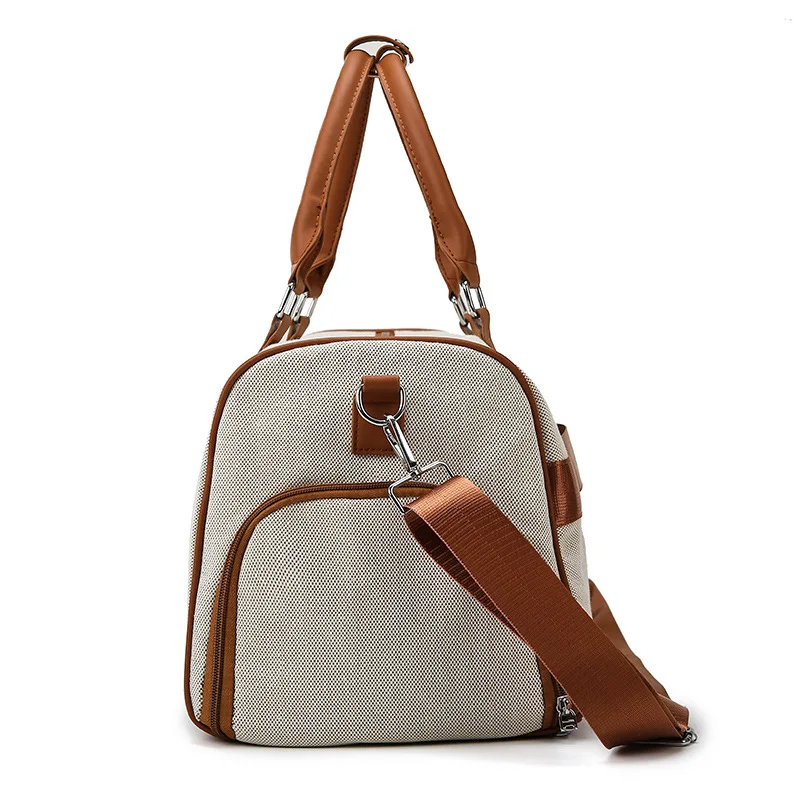 Large Capacity Portable Canvas Travle Duffle Bags Short Distance Handheld Tote Overnight Bag Dry Wet Sports Fitness Gym Yoga Bag