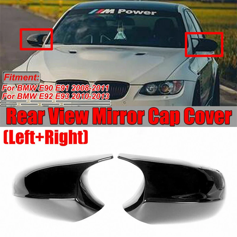 2PCS M3 Style Gloss Black Rearview Side Mirror Cover Caps For BMW E90 E92 E93 LCI Pair Left Right Rear View Mirror Housing