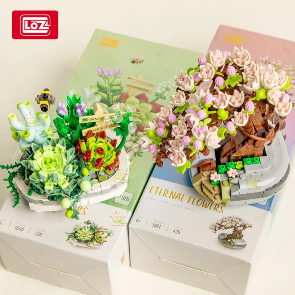 LOZ Миниатюрные Прочные Горшечные Растения С Вишневым Цветом Сделайте Свой