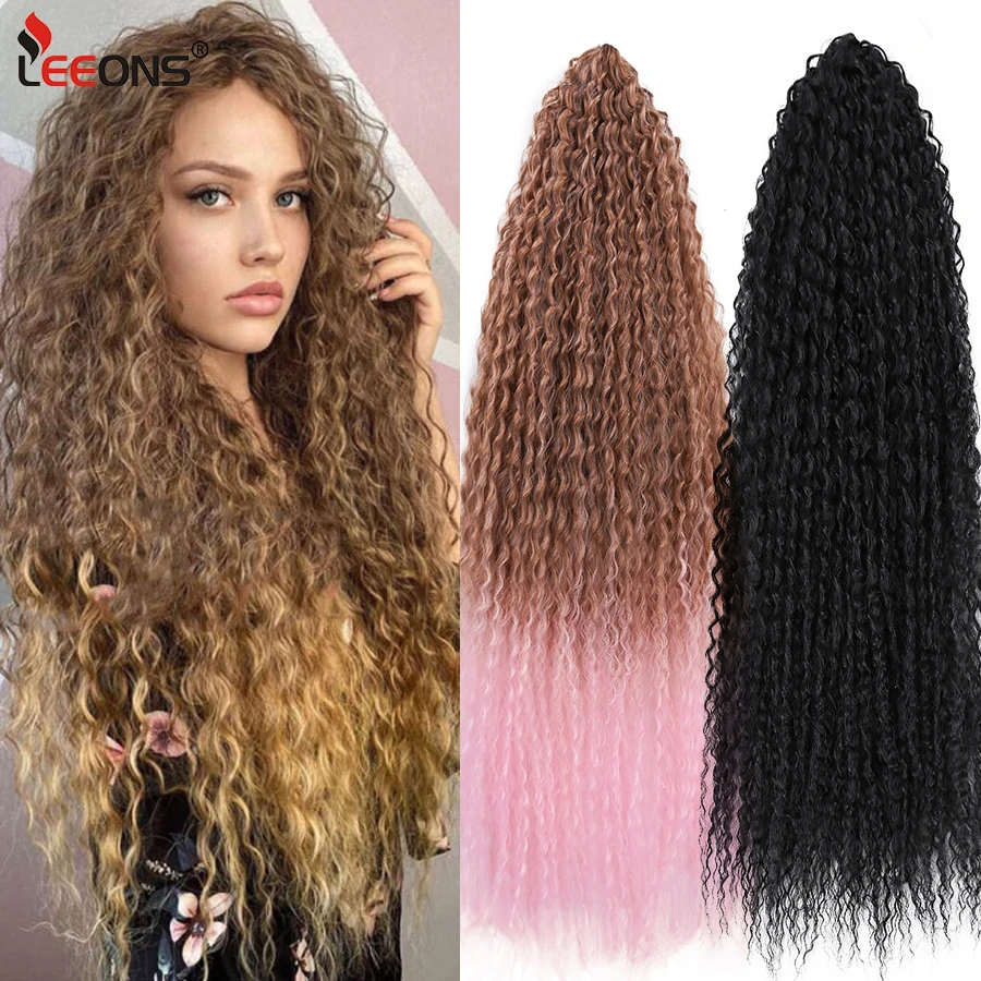

Bohemian 28Inch Pink Blonde Black Brown Curly Crochet Braiding Hair High Temperature Fiber Slight Perm Hair Afroloki Kinky Wave