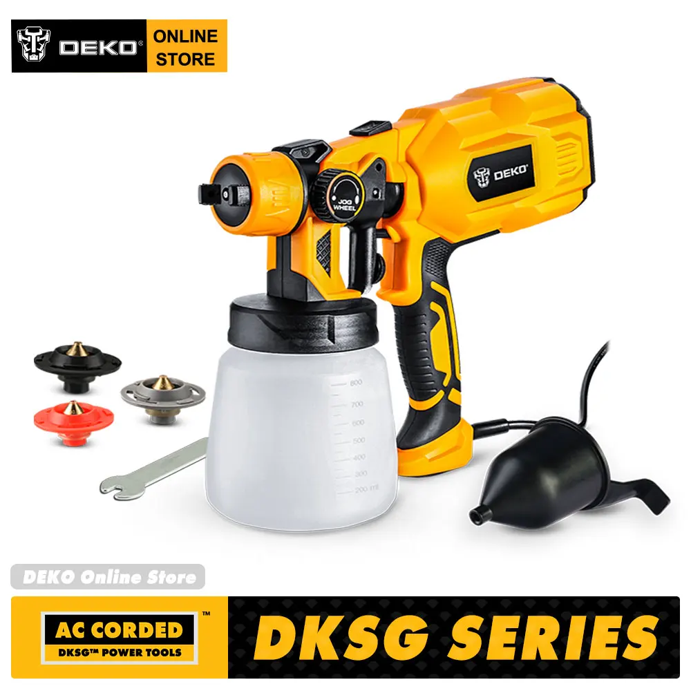 DEKO DKSG SERIES HVLP Электрический распылитель краски высокой мощности 800 мл и 3 сопла
