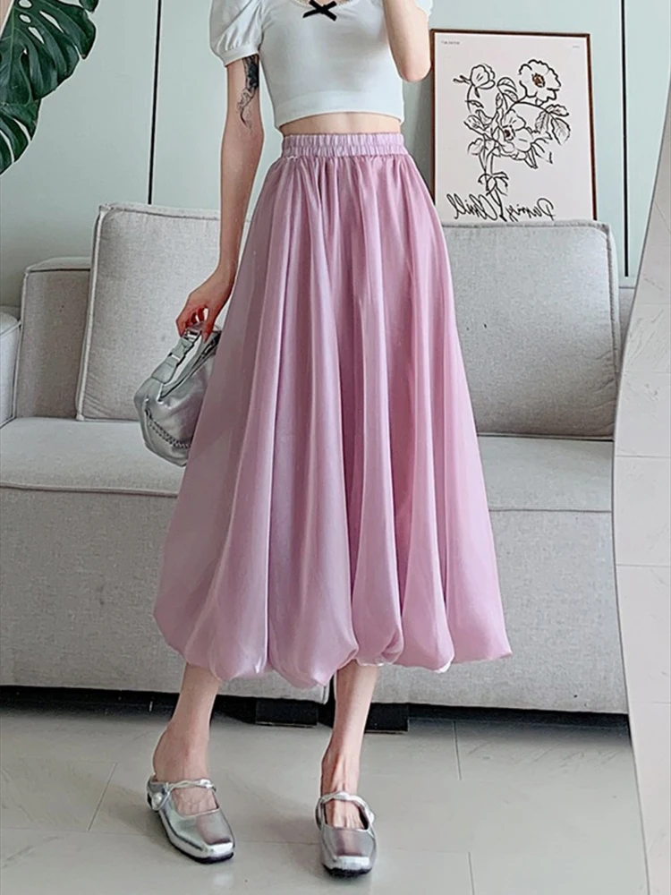 Юбка-макси Женская трапециевидная с завышенной талией элегантная повседневная