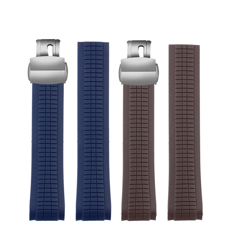 High Quality Soft Rubber Watch Band Aquanaut Fits For Patek Philippe Silicone 5164A 5167A 5168A 21mm Folding Buckle Watch Strap