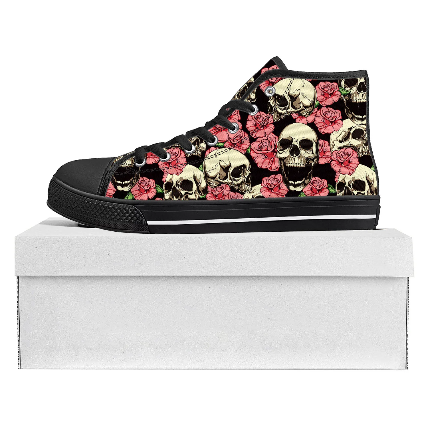 

Skull Pop Hot Fiery High Top High Quality Sneakers Mens Womens Teenager Canvas Sneaker Casual Couple Shoes Custom Shoe Black