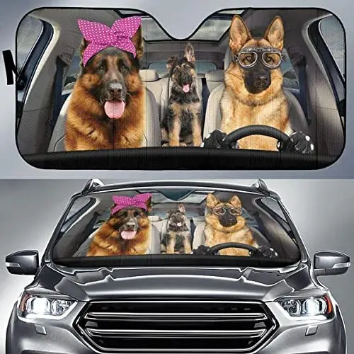

Funny german shepherd driving headband and glasses dog family summer car visor car windshield visor