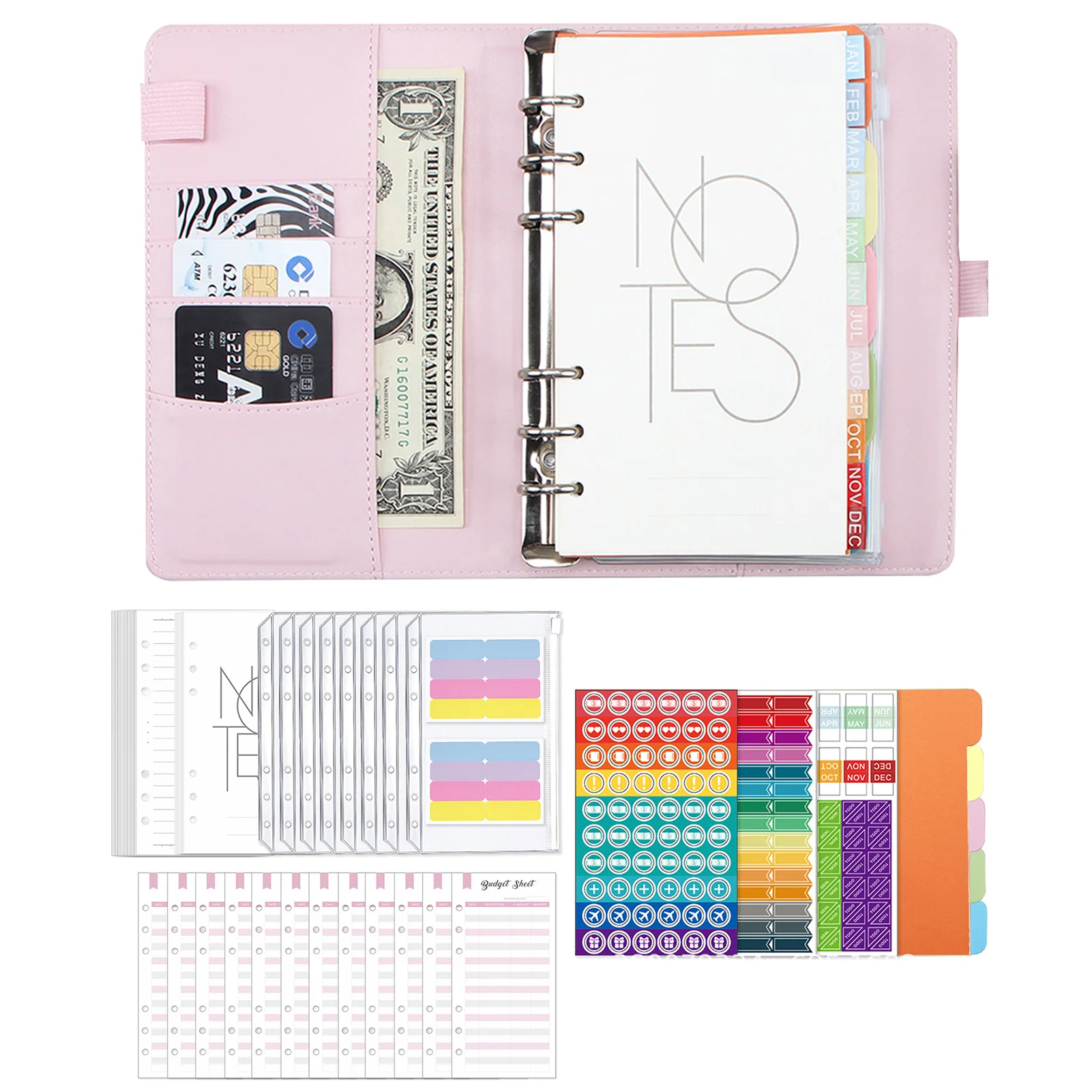 

A6 Binder Budget Book Creative Organization Loose-Leaf Notebook Wear-Resistant Colorful Money Budget Planner Binder