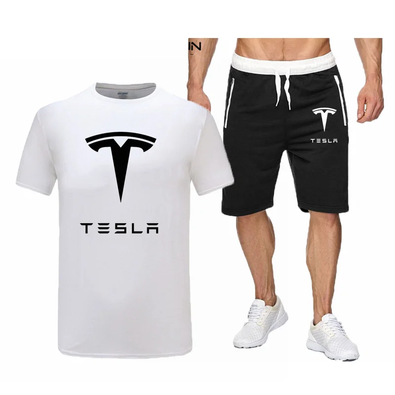 Summer Men's Sports Suit Short Sleeve T-Shirt And Shorts 2-Piece Breathable Brand Print Casual Suit Beach Pants Street WearS-2XL