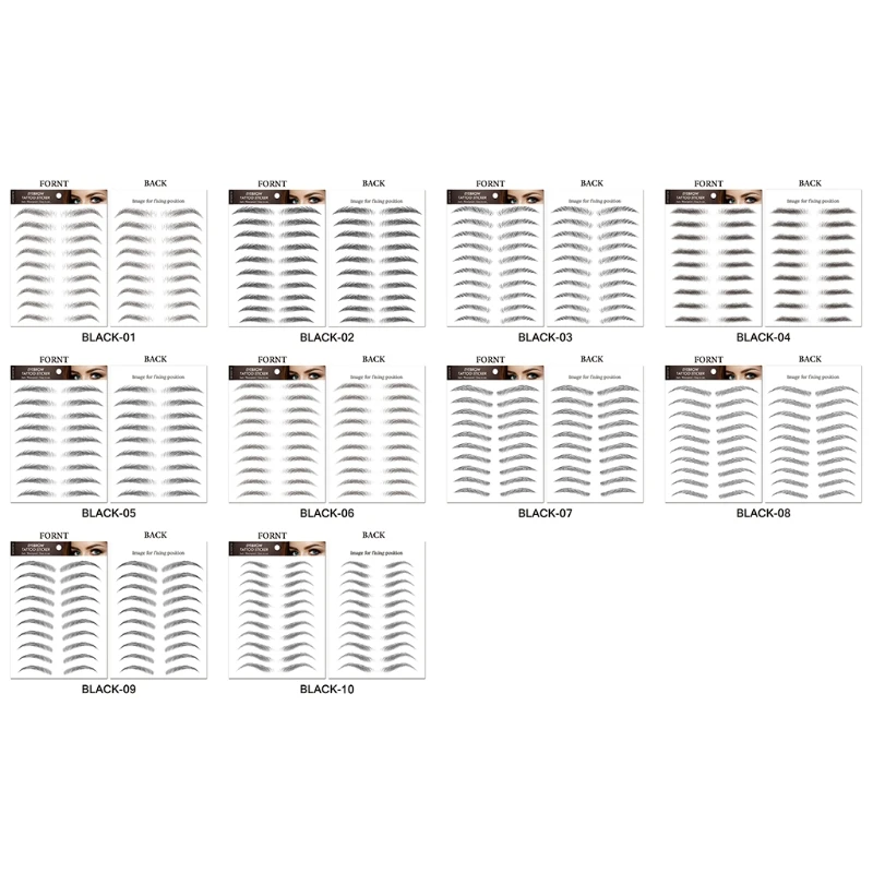 

Hair-liked Eyebrow Tattoo Stickers 6D Realistic Stick-On Stencil Waterproof Transfer Black Eyebrow Decal Makeup Drop Shipping
