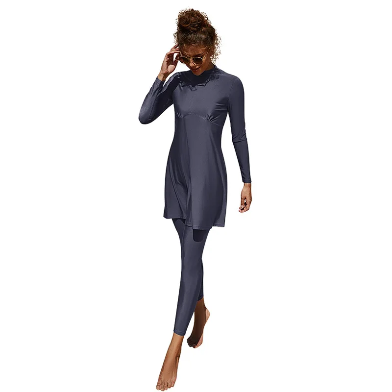 

2022 Burkini Woman Wear Bathing Suit Arab Muslim Swimwear Women Modest Long Sleeves Sport Swimsuit 2pcs Turkey Clothes For Women