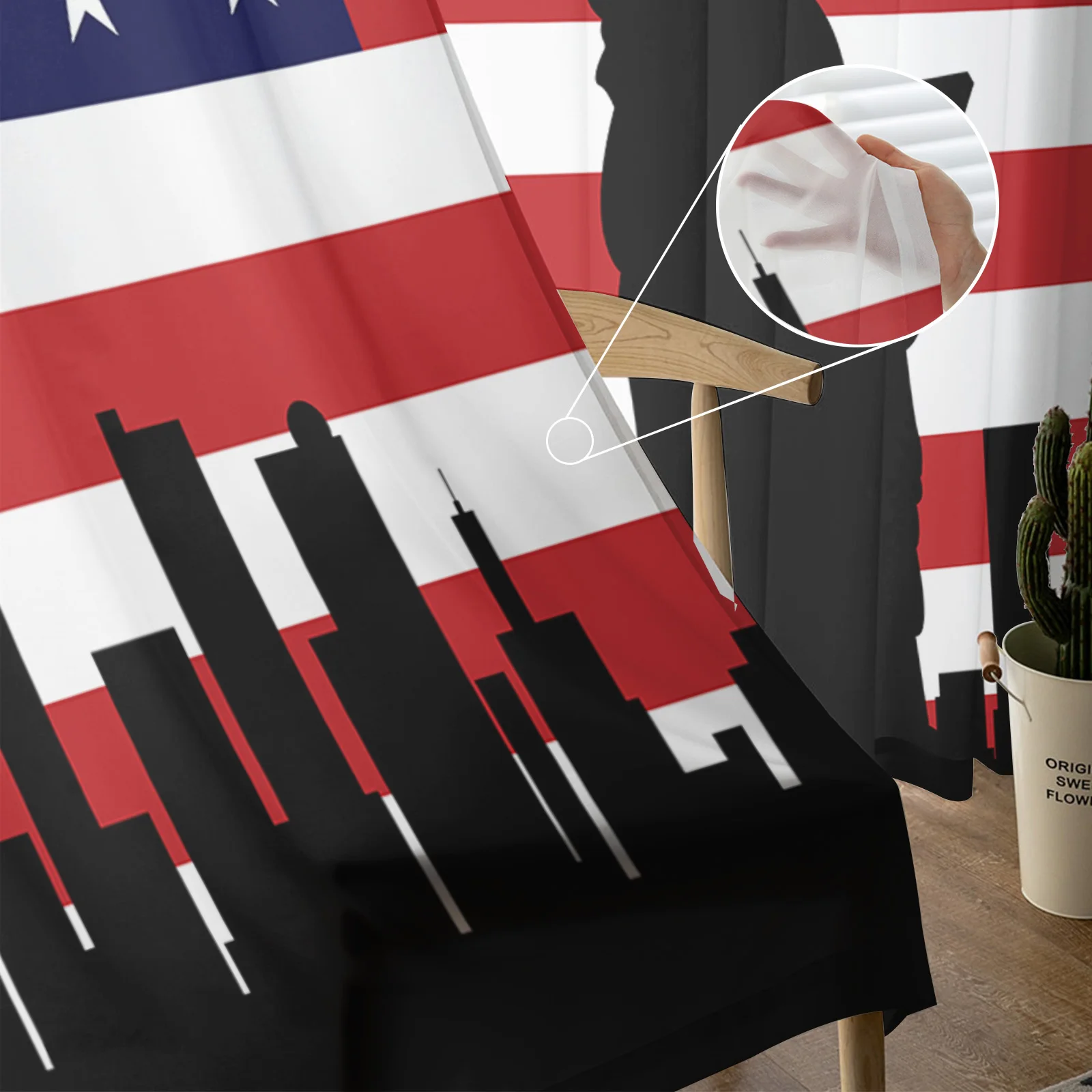 Шифоновые тюлевые шторы с флагом и статуей свободы прозрачные Занавески для