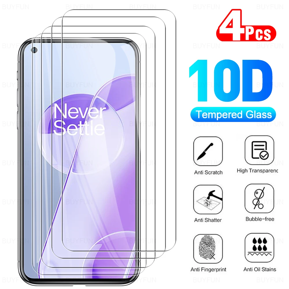 

4PCS 10D full Coverage Tempered Glass For OnePlus 9RT 5G Screen Protector For oneplus 9r 9 10R 9H HD Protective safety glass