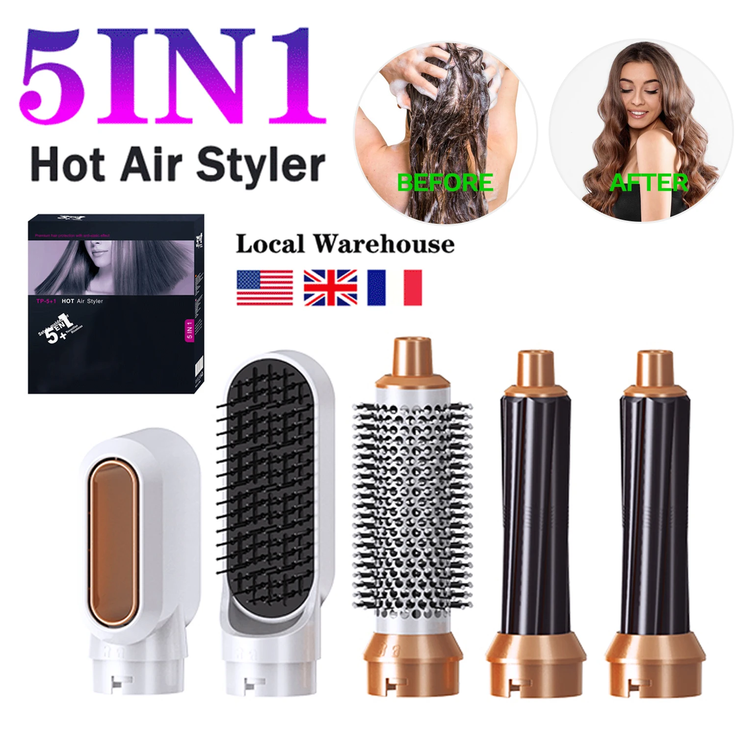 

Hair Dryer Brush Professional 5 In 1Hot Air Brush Blow Drier Hairbrush Styler Mutifunctional Hair Curler Straightening Comb