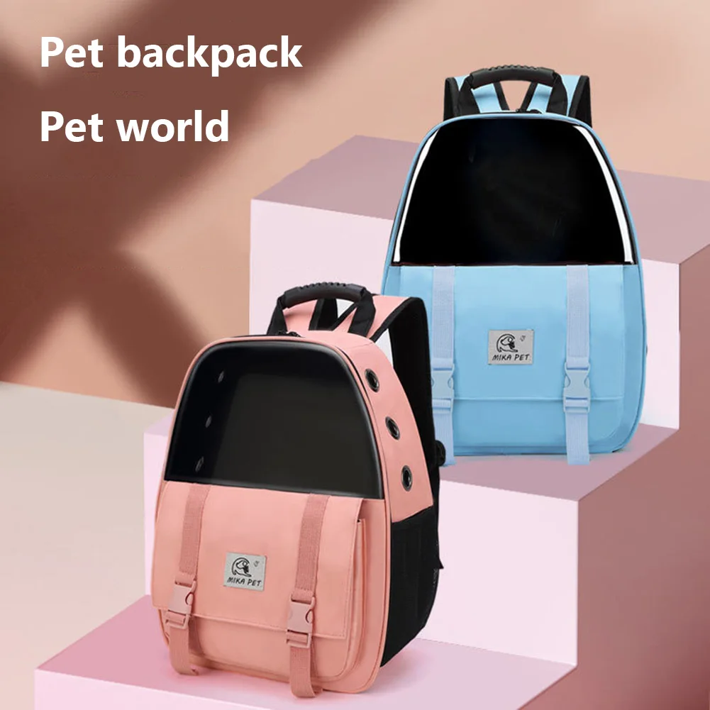 

Переносная сумка для домашних питомцев, прозрачный рюкзак из ПВХ на плечо для путешествий и прогулок с маленькими кошками, розового и синег...
