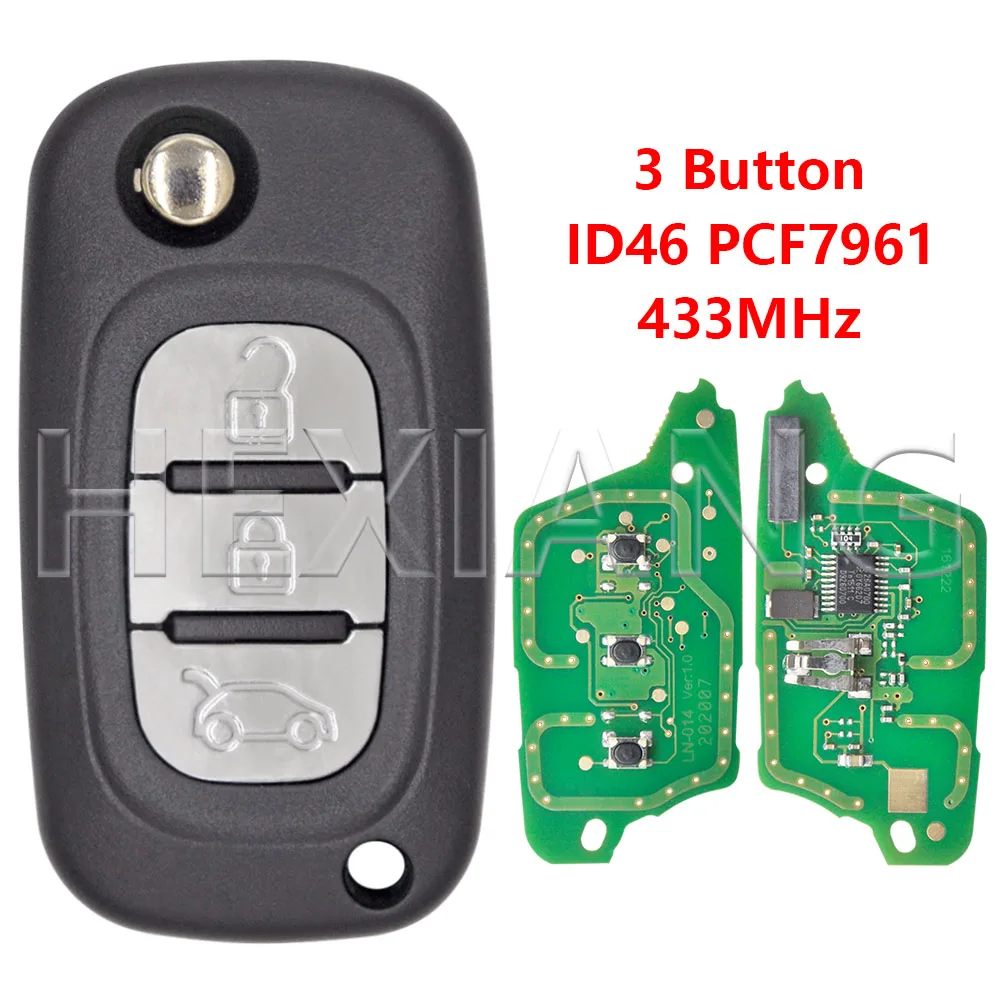 

Пульт дистанционного управления для автомобиля HE ID46 PCF7961 433,9 FSK VA2 Blade Flip 7701210033 для Renault Master 4/3