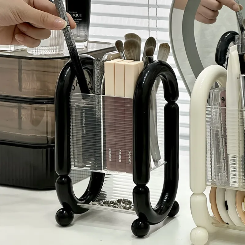 Держатель для кистей макияжа акриловый органайзер спонжей витрина 4-слотовая