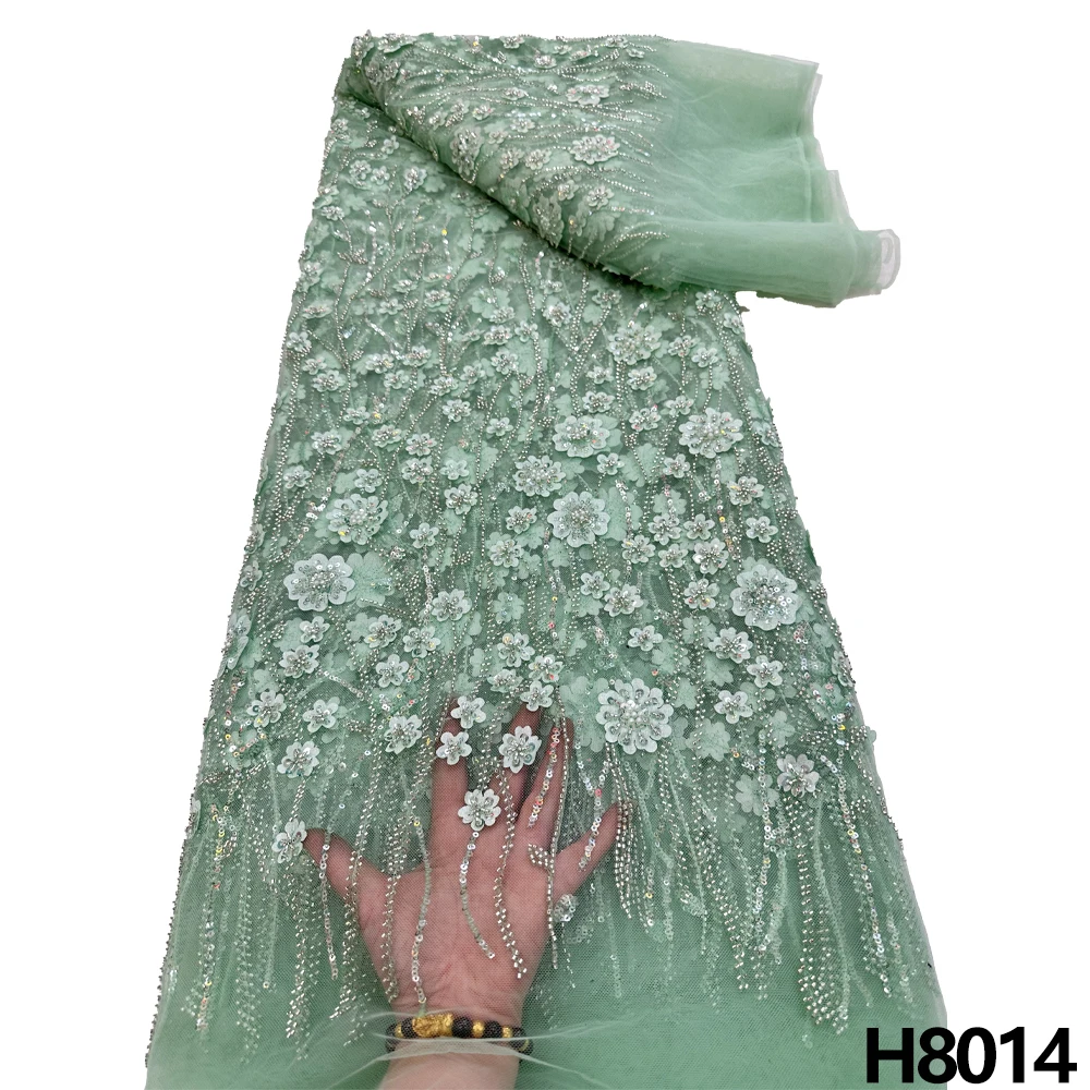 

HFX 2023 Luxury French tulle mesh lace sewn gown with sequin and beads African Nigerian embroidery lace fabric