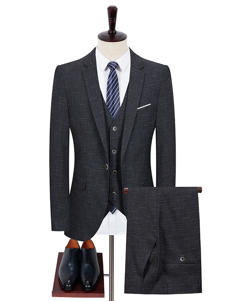 

2022 Four Seasons New Men's Suits Business Casual Professional Suits Fashion Single-breasted Suits Youth Suits Three-piece Suit