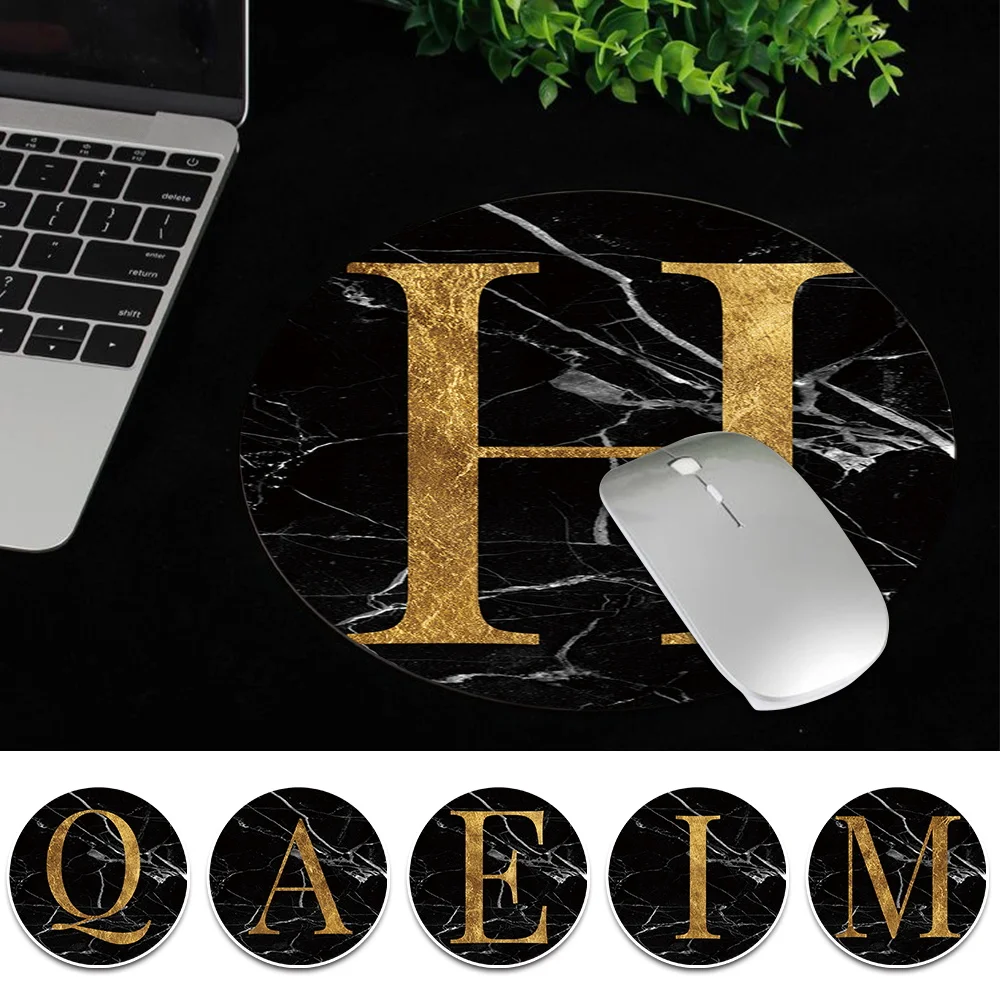 

Non-slip Gamer Mouse Pad Leather 22x22cm Round Mousepad for Laptop/PC Initial Name Computer Accessories Letter Mice Cushion