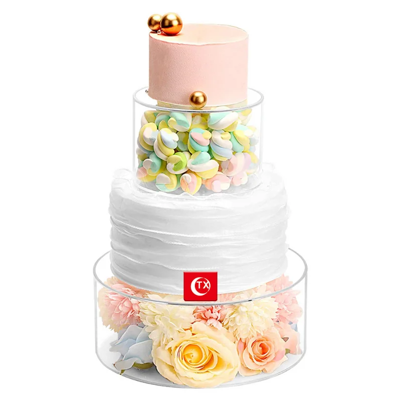 

Acrylic Cake Display Board Round Clear Cake Tray Stand Cake Refillable Board Base DIY Party Decoration Tools Wedding Decor