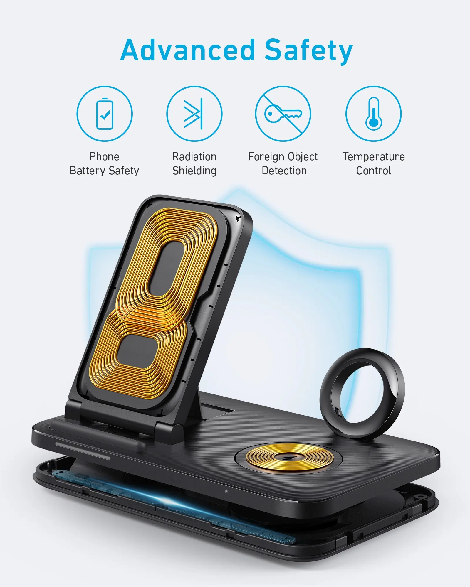 Anker 335 Wireless Charger 3-in-1 Station with Adapter wireless chargers for  airpods for  iPhone 13/iPhone 12 for apple watch