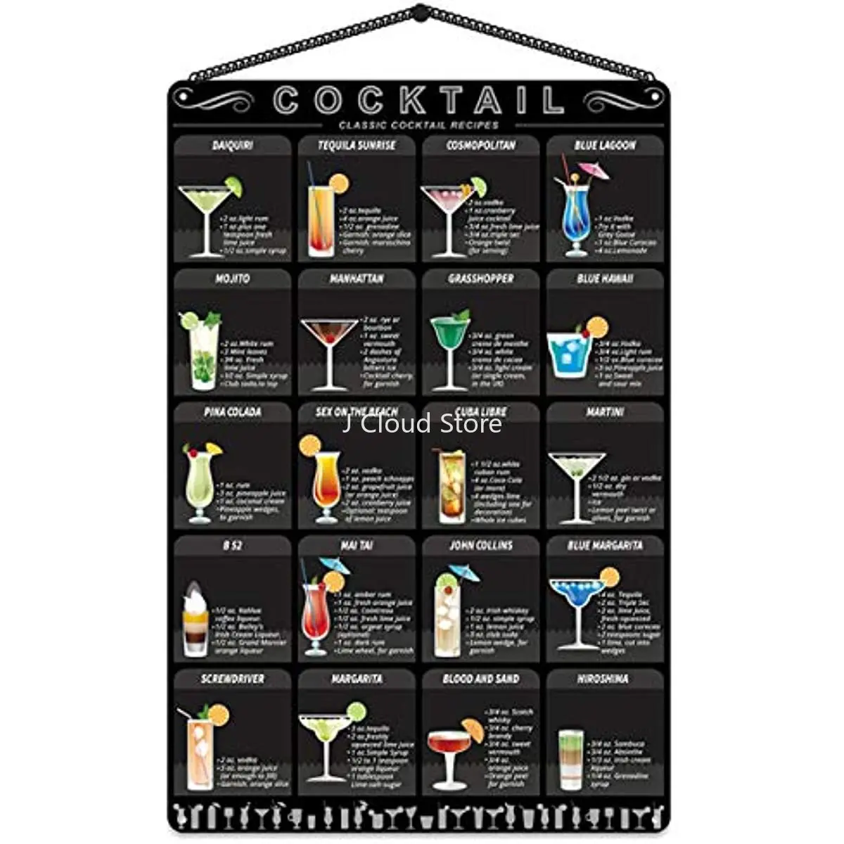 

Metal Cafe Shots Mixology Tin Sign Cocktail Recipe Guide Kitchen Bar Pub Wall Art Decor