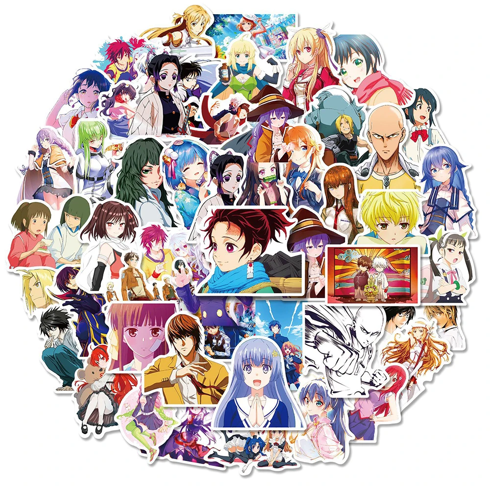 

10/30/50 шт., водостойкие аниме-наклейки для ноутбука