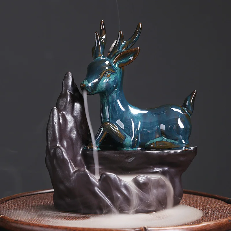 

Ceramic Incense Burner,deer Form Waterfall Backflow Incense Holder,Aromatherapy Ornament,Zen Decor,HomeDecor,Room Decor,Garden