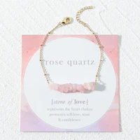 spring new elegant delicate women dainty chain pink quartz natural stone bracelet