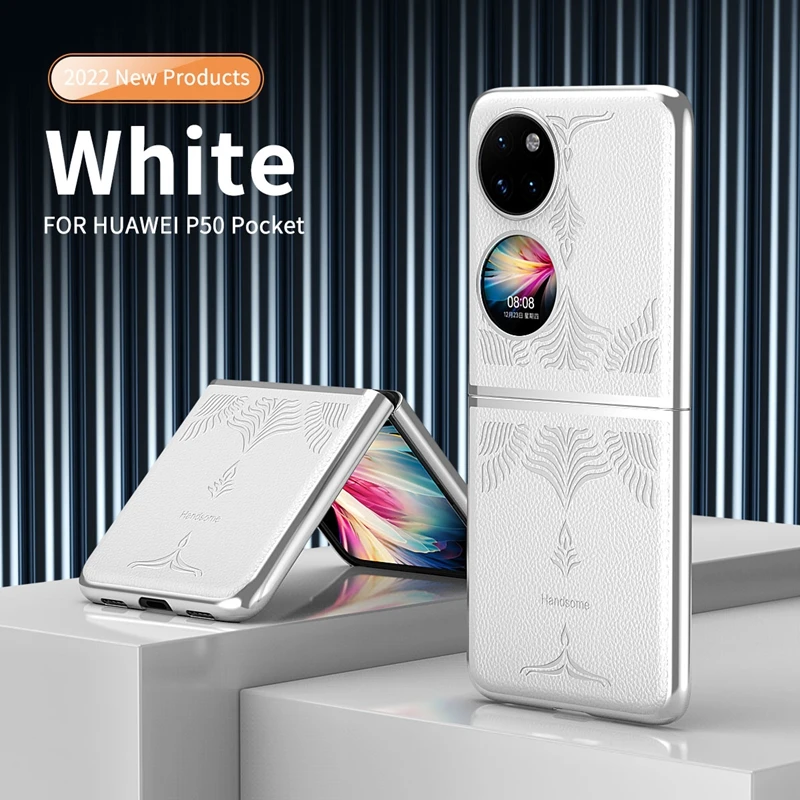 

For Huawei P50 Pocket Phone Case Luxury official Embossing Leather Cover Case For Huawei P50Pocket Protective Shockproof Coque