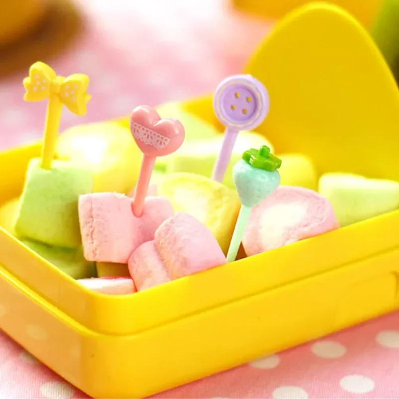 

2023NEW Supplies for Children Heart/Bowknot/Pepper/Button Mix Color Dessert Food Fork 8Pcs/Set Party Decor Mini Fruit Forks