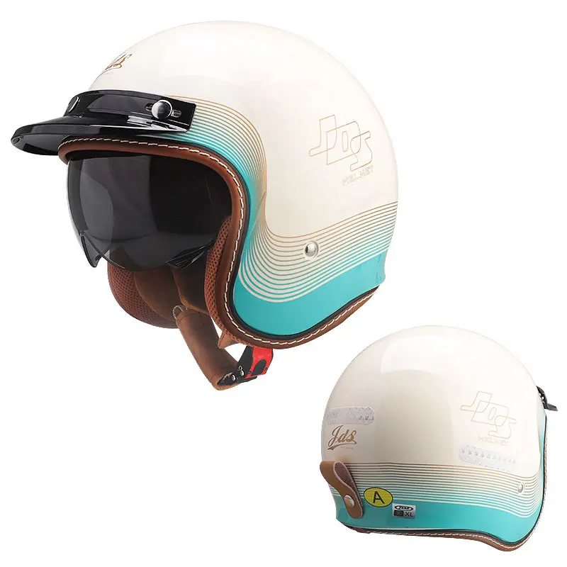 Мотоциклетные шлемы с открытым лицом и темным козырьком одобренные DOT ретро 3/4