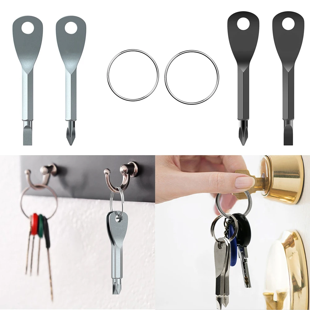 

Black/Silver Screwdriver Stainless Steel Key Chain Ring Pocket Outdoor Multi Tool Multifunction Screwdriver Key Set