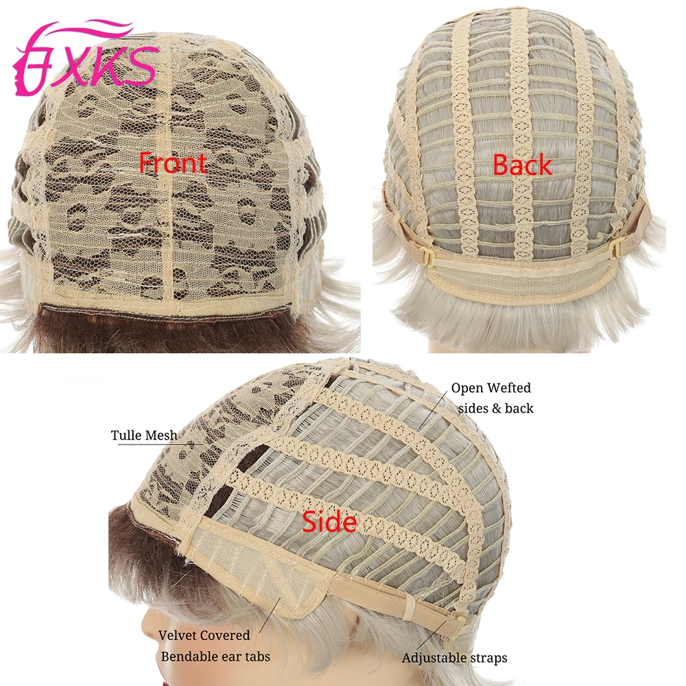 Блонд волнистые синтетические волосы парики серые серебристые короткие с