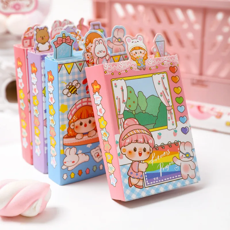 

4 Packs Total 960PCS N Times Stickers Lovely Little Girl Animal Cartoon Colorful Paper Notes Memo Pad 100*57mm