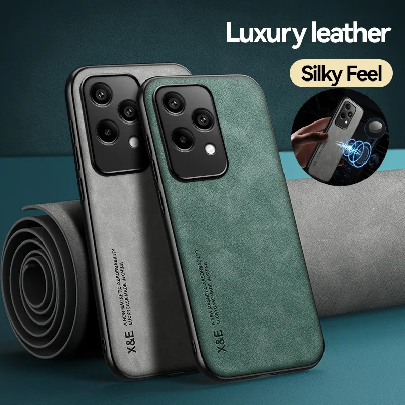 Чехол для Honor 200 Lite 5G роскошный кожаный чехол с магнитным держателем телефона