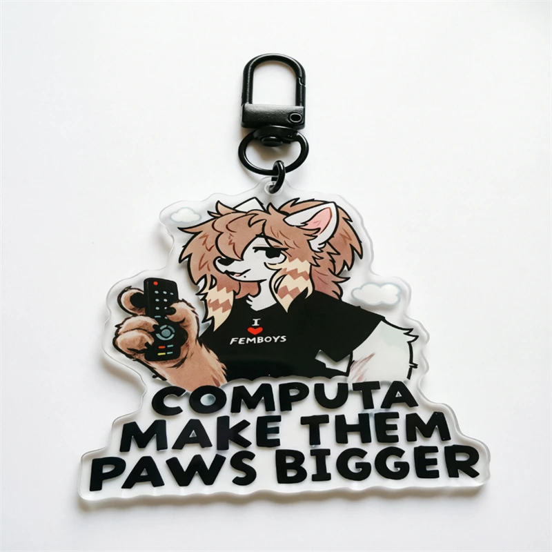Фото Брелок из акрила Computa Make Them Paws Bigger - Пушистый акриловый брелок с милым животным, тематический шарм для сумки, коллекционный подарок для фанатов №3