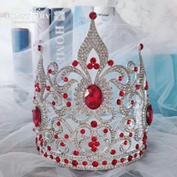 himstory fantastic large pageant crowns tall full rhinesotnes tiaras handmade bridal wedding crystal headband party costumes