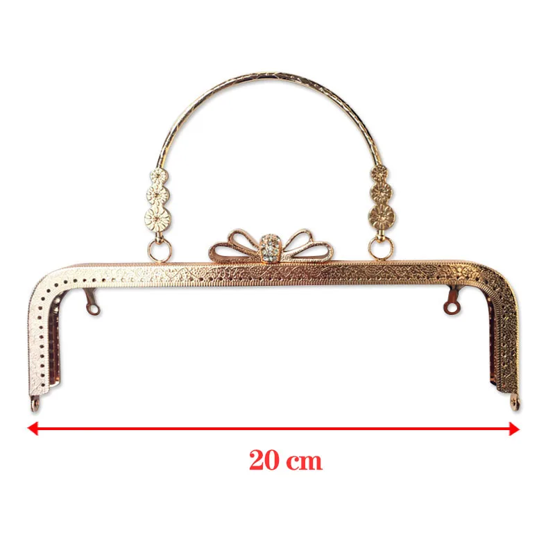 10pcs 20cm Bag Accessories Metal Purse Frame Handle DIY Kiss Clasp Lock for Women Clutch Handbag Hardware Antique Diamond Handle