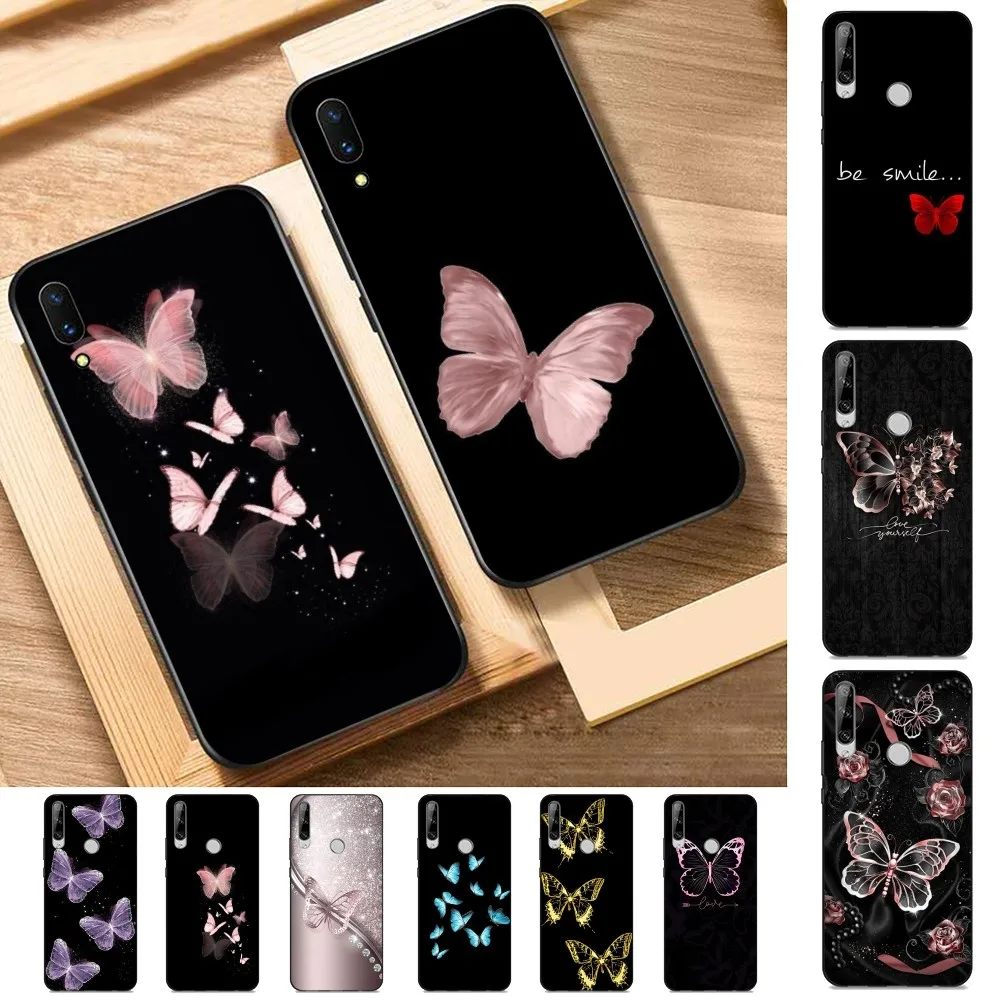 

Beauty Pink Butterfly Phone Case For Huawei Y9 6 7 5 Prime Enjoy 7s 7 8 plus 7a 9e 9plus 8E Lite Psmart Shell