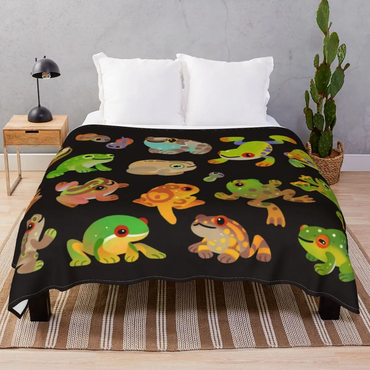 Tree Frog Dark Blanket Flannel Summer Multi-function Unisex Throw Blankets for Bed Sofa Camp Office