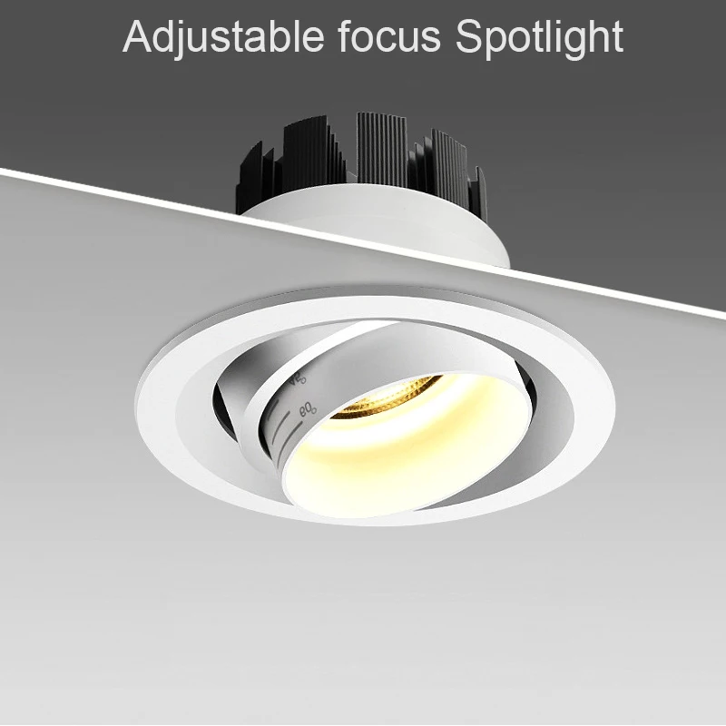 

Embedded Downlight LED Focusing Spotlight Wall LampAnti-Glare COB Adjustable Ceiling Installation Family Store Ceiling Lights