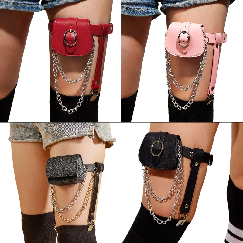 

Girl Leg Chain Punk Leg Garter Belt Thigh Chains Body Chain Festival Rave Nightclub Body Accessory with Mini Storage Bag