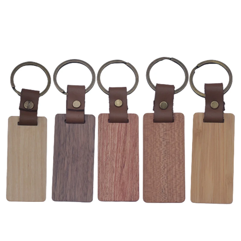 

Пустой деревянный брелок для ключей, прямоугольный брелок для ключей, 5 стилей, цвет: белый, клен, орех, розовое дерево, вишня, бамбук